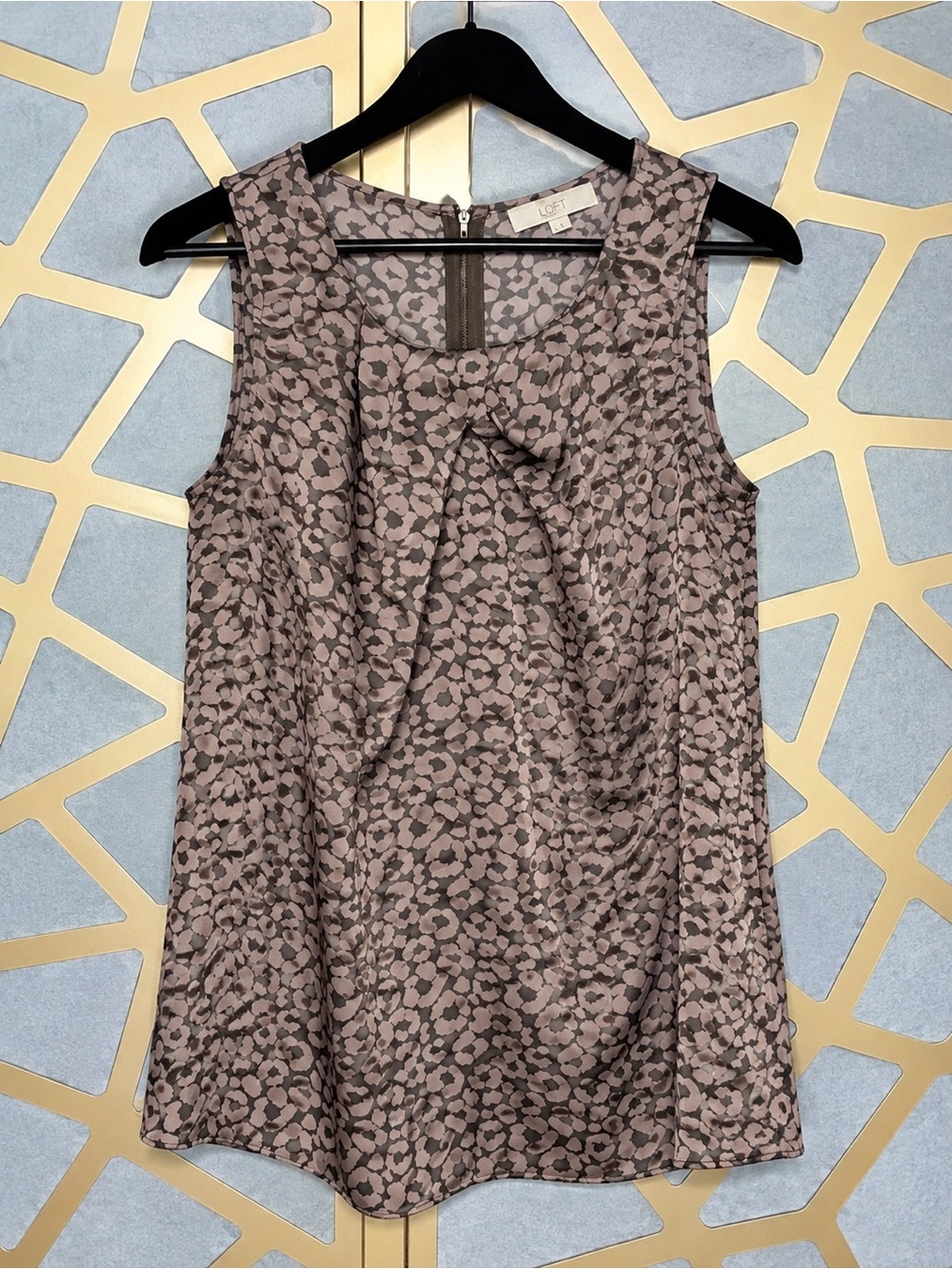 LOFT Women's Floral Print Blouse Sleeveless back zipper